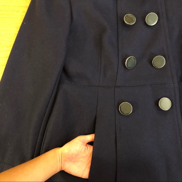 Kenneth Cole Navy Wool Long Pea Coat - Picture 5 of 6